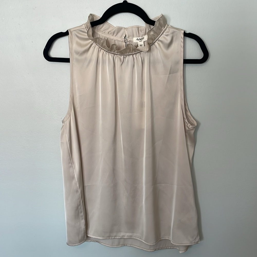 Satin High Neck Ruffle Blouse